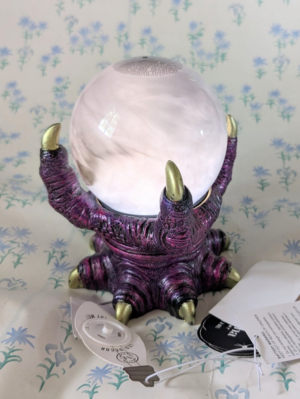 Martha Stewart LED Smoky Crystal Ball Decor NEW Witch Halloween Mystical Globe